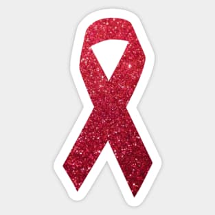Red Faux Glitter Awareness Ribbon Sticker